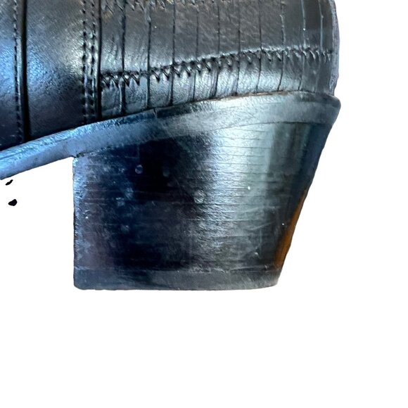 Via Spiga Soft Leather Black Ankle Block Chunky Heel Boots 10 - Picture 11 of 11